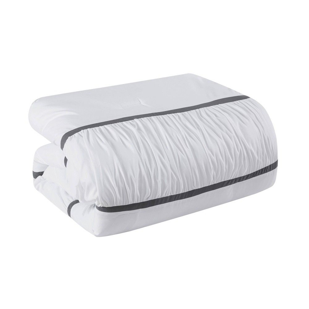 8pc Queen Trisha Comforter Set White - VCNY