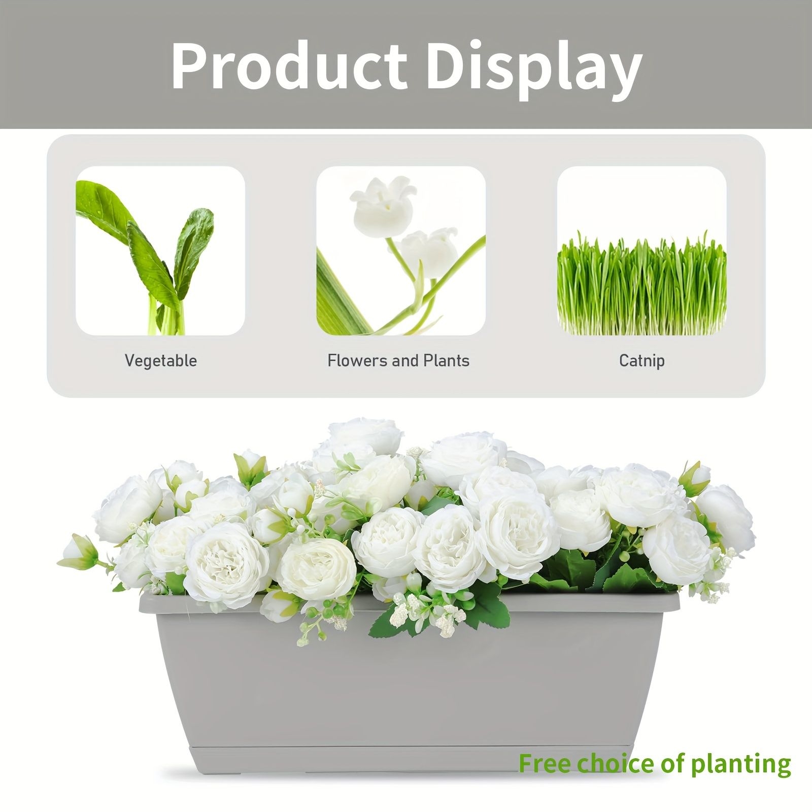 8pcs, Window Box Planter Black Plastic Vegetable Flower Planters Boxes Rectangular Flower Pots With Saucers For Indoor Outdoor Garden Patio 5.9*7*16.6in