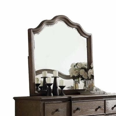 Acme Furniture Baudouin 2 in. x 40 in. Modern Irregular Framed Weathered Oak Decorative Mirror