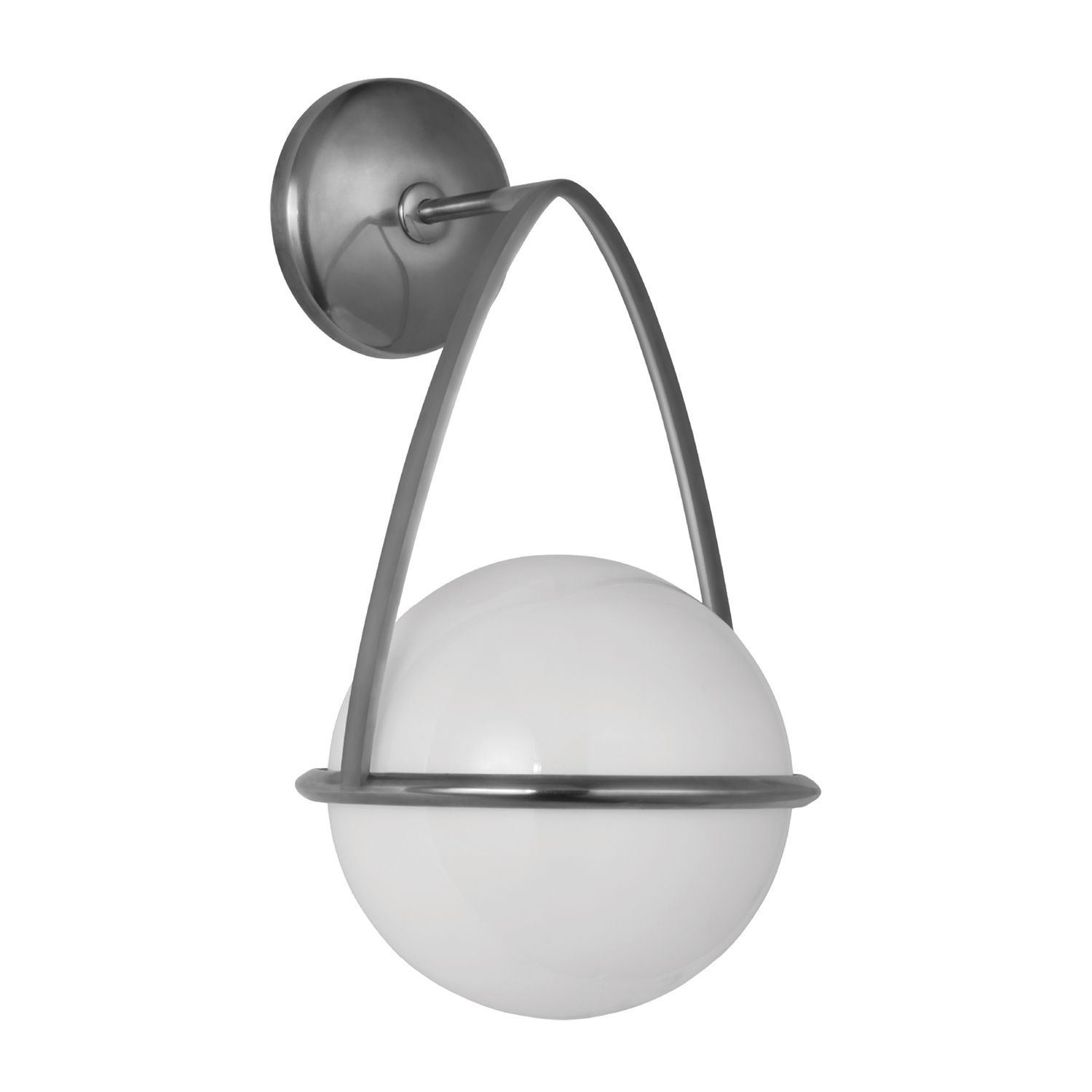 AERIN Lisette Bracketed Sconce in White Glass/Polished Nickel size 13.75" x 8"