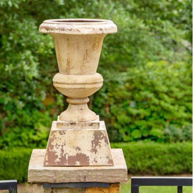 Aged Metal Urn Planter