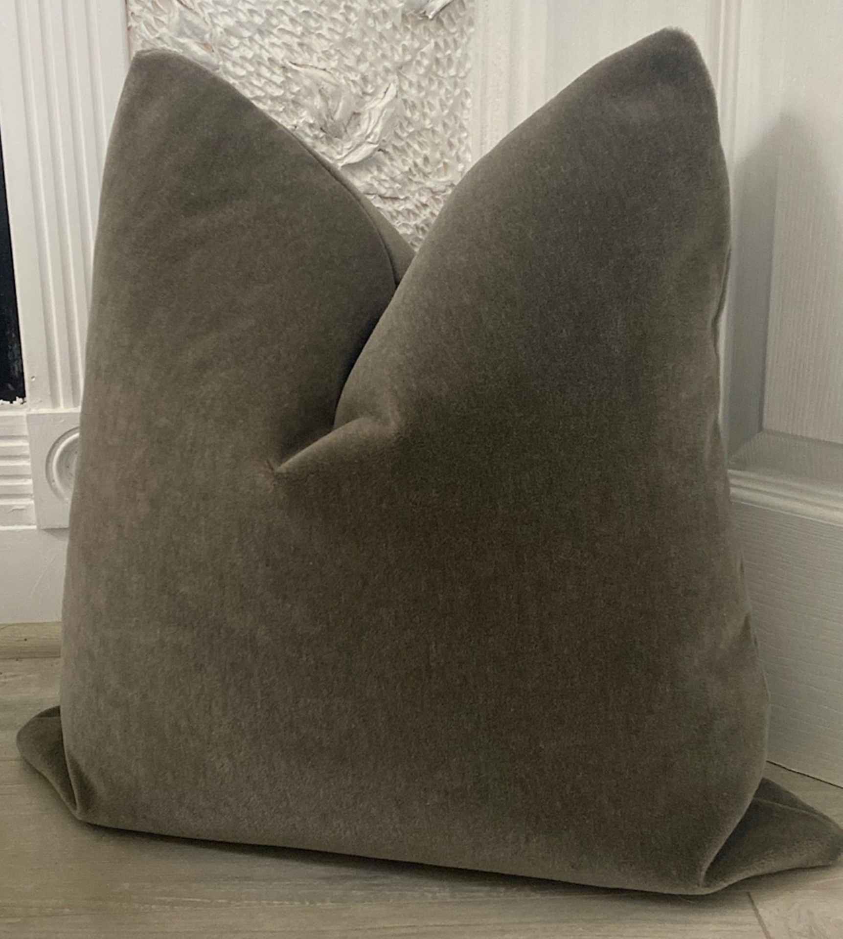 Antique Pewter Mohair Pillow Cover - - 18 x 18