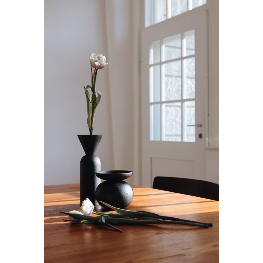 applicata SHAPE Bowl Vase - black stained aok - H 14 cm x  13 cm