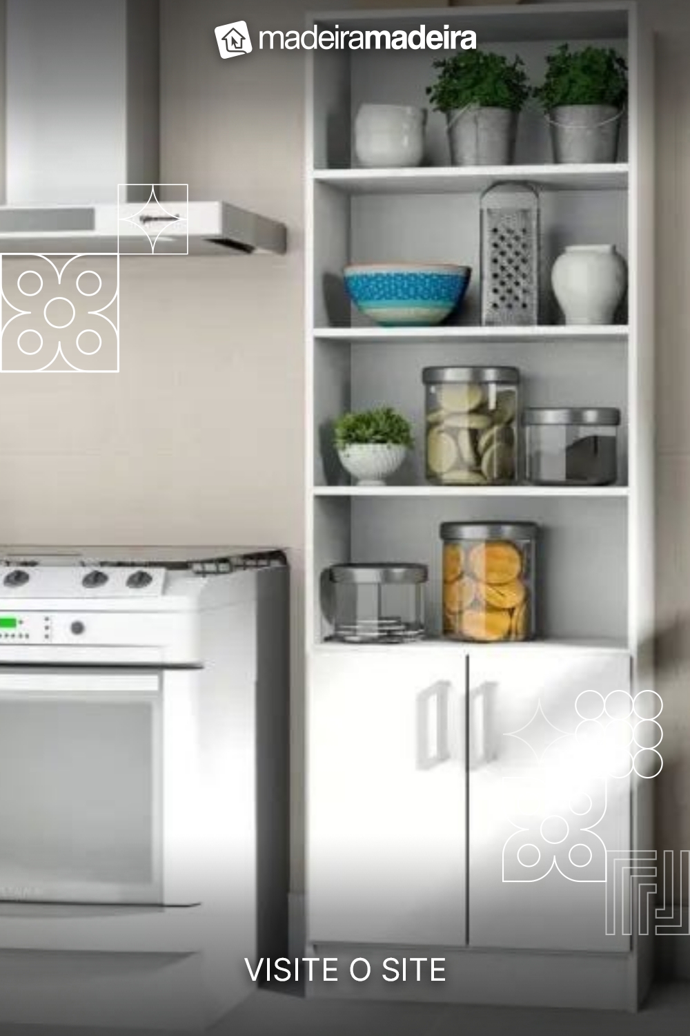 Armrio Estante Multiuso com 02 Portas Demi Branco - Lyam Decor