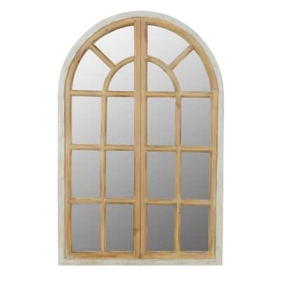 Aspire Home Accents Large Arch Distressed Chestnut And Blue-Gray Finishes Hooks Pueblo Mirror (43 in. H x 28.5 in. W)