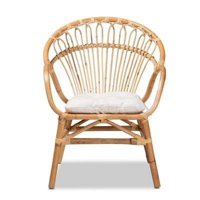 Baxton Studio Benicia White and Natural Brown Dining Chair