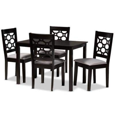 Baxton Studio Henry 5-Piece Grey and Dark Brown Dining Set