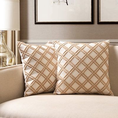 Bayou Breeze Itzel Geometric 18" Throw Pillow Cover Polyester in White, Size 18.0 H x 18.0 W x 1.0 D in | Wayfair