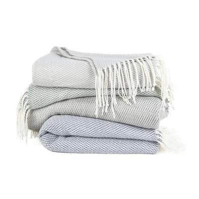 Becky Cameron Light Gray Herringbone Throw Blanket