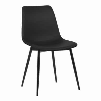 Benjara Black Leatherette Dining Chair with Bucket Seat and Metal Legs