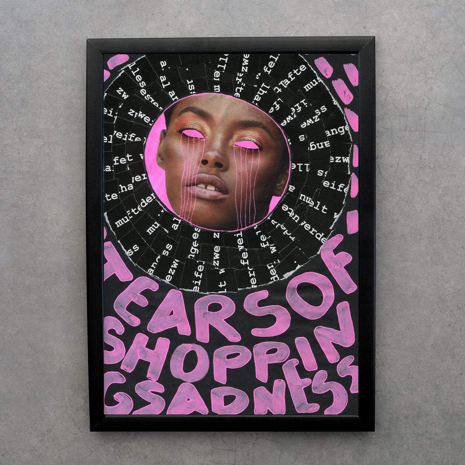 Black And Neon Fluorescent Pink Fine Art Print - A3 - 30x42 cm