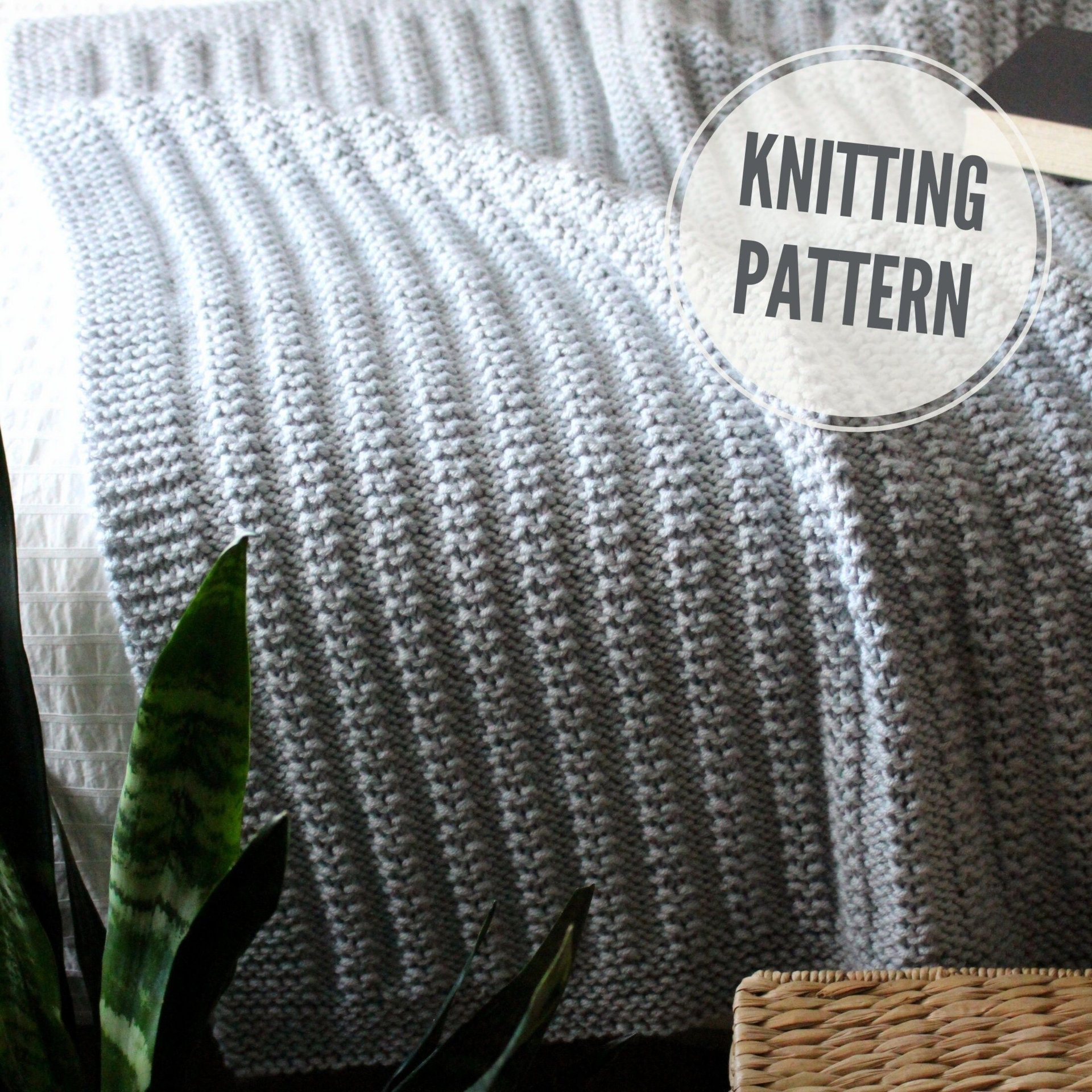 Blanket KNITTING PATTERN / Happy Endings / Easy to Knit / Modern Afghan Knitting Pattern for Bulky Yarn / Reversible Throw Knit Pattern