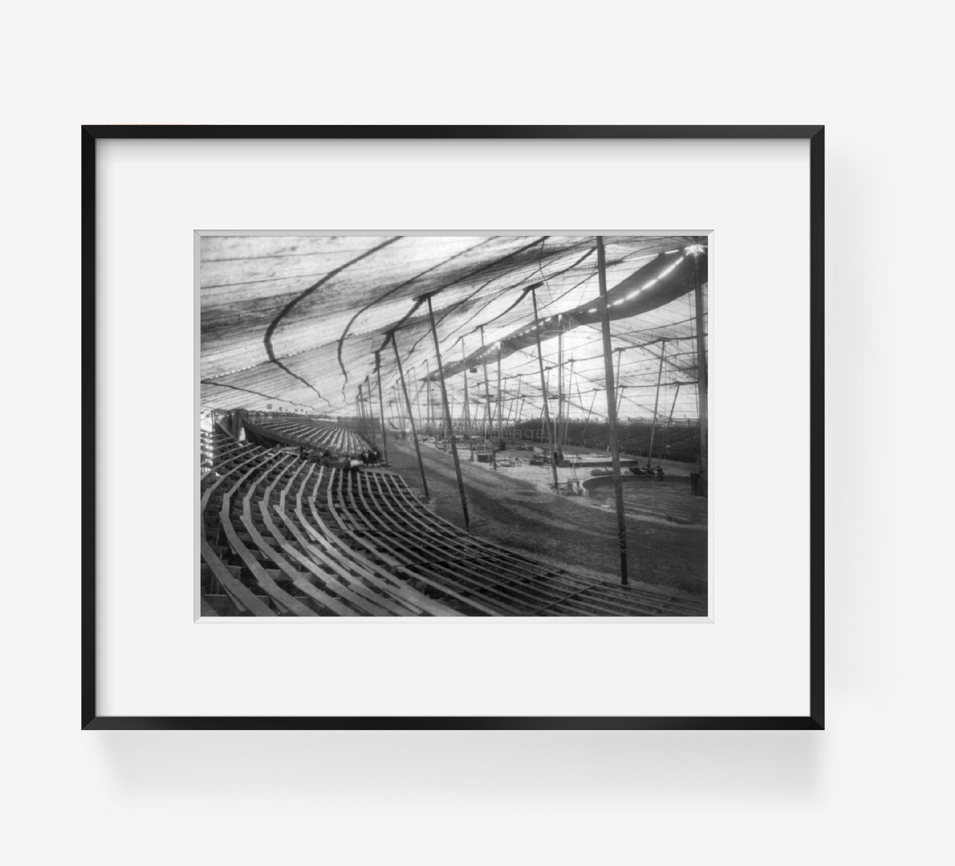 c1907 photograph of Interior of large circus tent