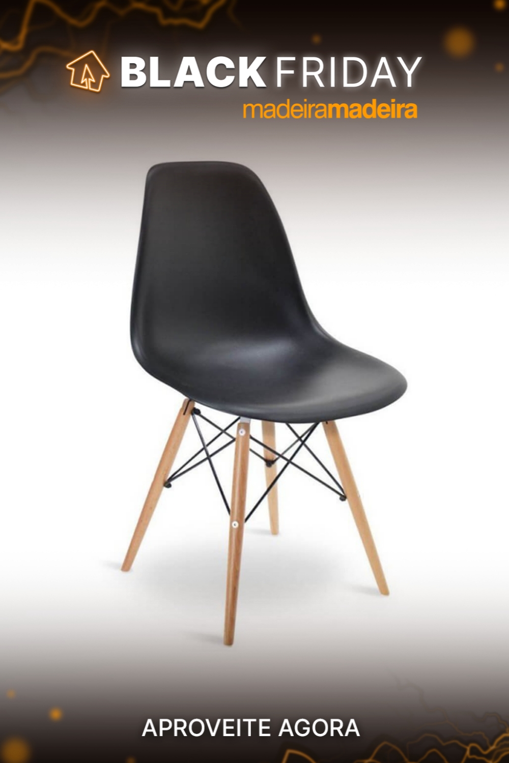 Cadeira Charles 1102 OR Design Cor Preto