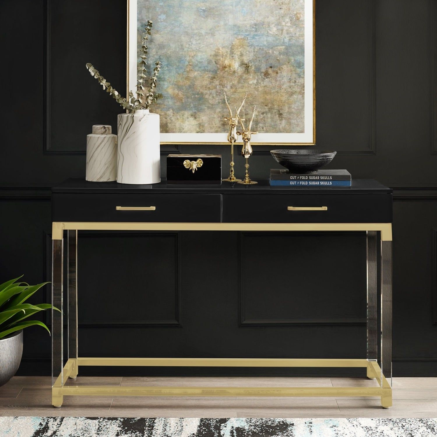Casandra Console Table  Black/Gold