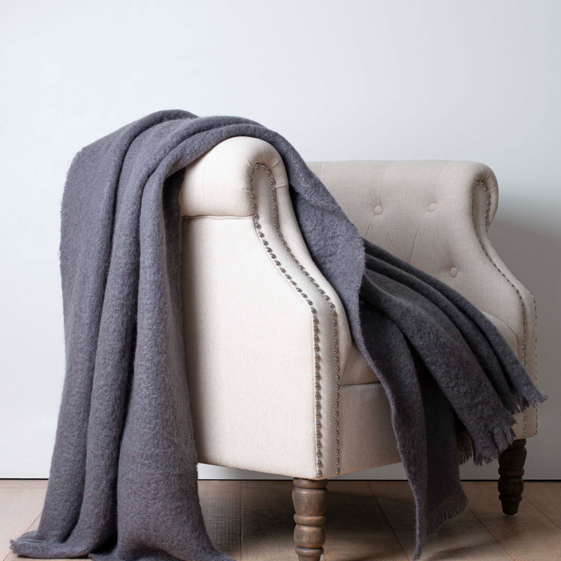 Charcoal Mohair Throw