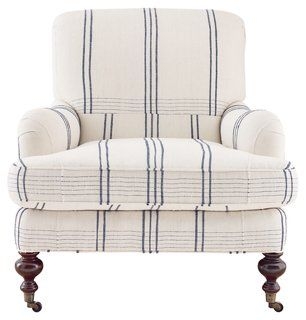 Chatsworth Armchair - Blue/White - Imagine Home - Walnut/Blue/white/Brass