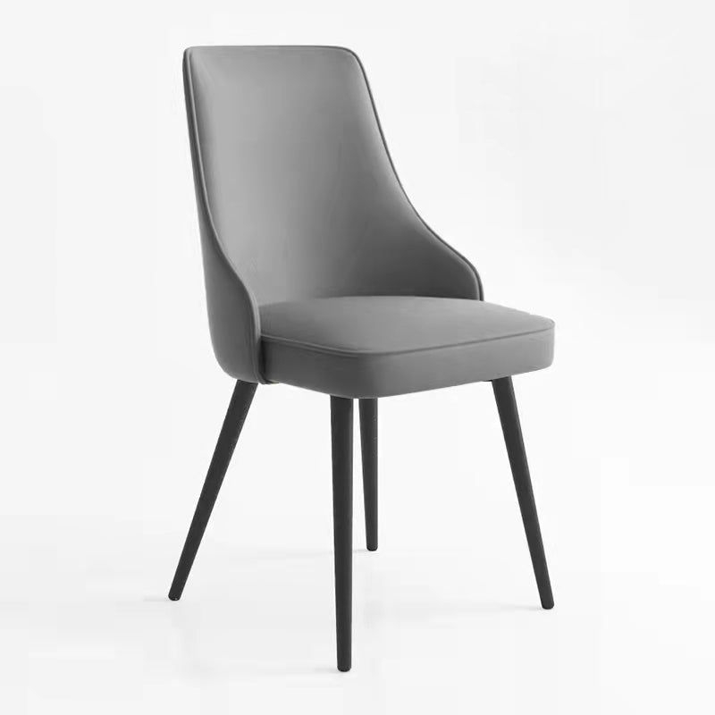Contemporary Dining Chair Solid Back Chair with 4 Metal Legs for Home Use - Smoke Gray / 1 Piece / Black