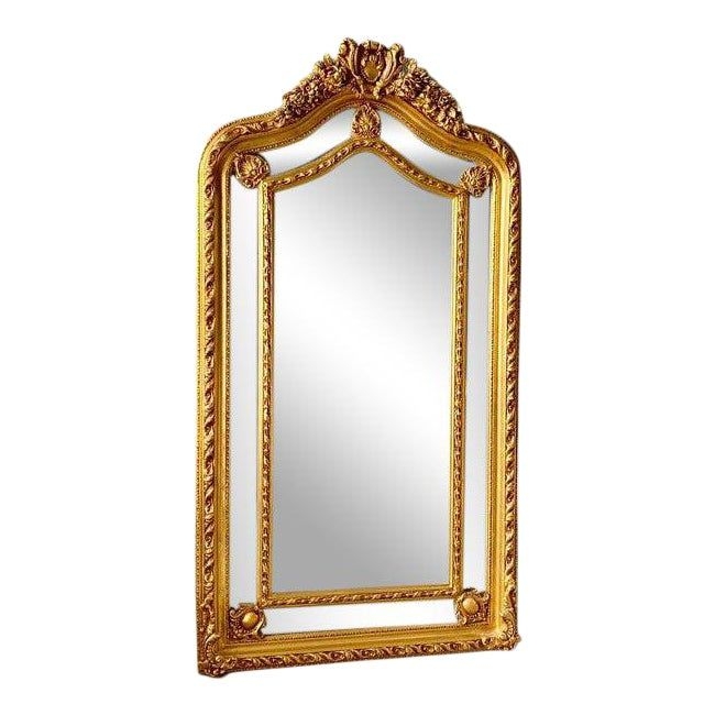 Contemporary French Louis XVI-Style Floor Mirror in Gold