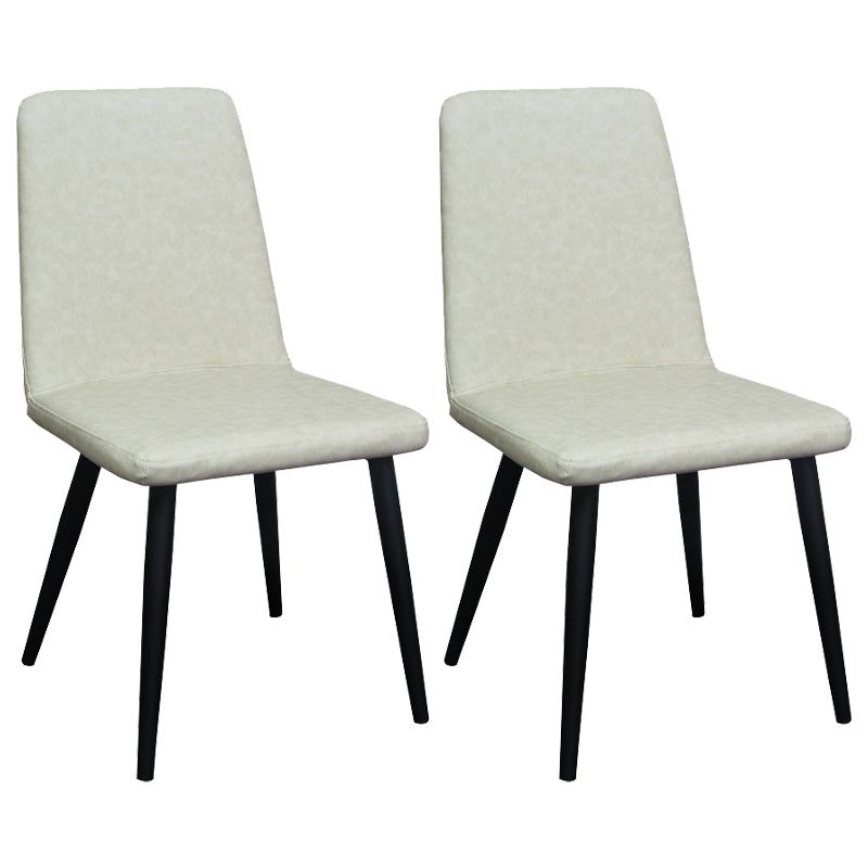 Contemporary Metal Dining Room Chairs Upholstered Linen Fabric Dining Chair for Home Use - Off-White / 2 Piece Set