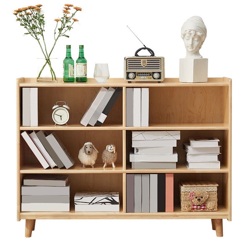 Contemporary Pine Solid Wood Bookcase Closed Back Bookshelf for Home - 47.2L x 11.6W x 35.4H / Wood