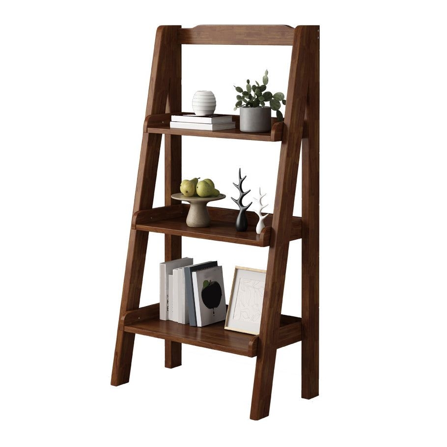 Contemporary Style Ladder Bookcase Wooden Vertical Book Shelf - 23.6L x 12.6W x 47.2H / Brown