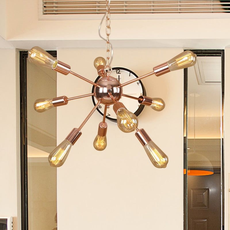 Copper/Chrome 9/12 Lights Chandelier Lamp Retro Stylish Metal Sputnik Ceiling Pendant Light over Table Copper-9