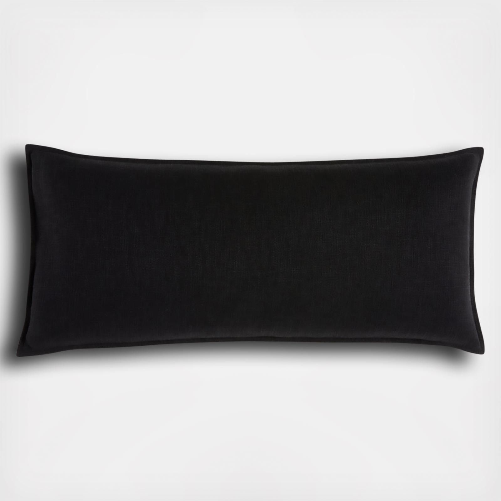 Crate and Barrel Laundered Linen Rectangular Pillow Cover - Ink black