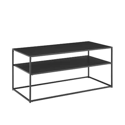 CROSLEY FURNITURE Braxton Matte Black Rectangle Metal Coffee Table with Shelf