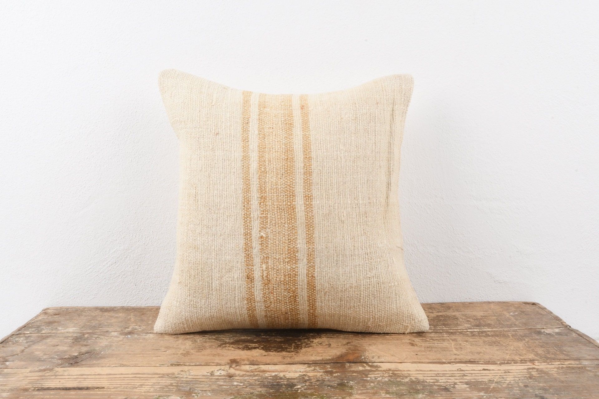 Decorative Pillow, Hemp Kilim Pillow, 16x16 Kiim Pillow, Anatolian Accent Pillow, Natural Kilim Pillow, Neutral Decor, Kilim Cushion Cover