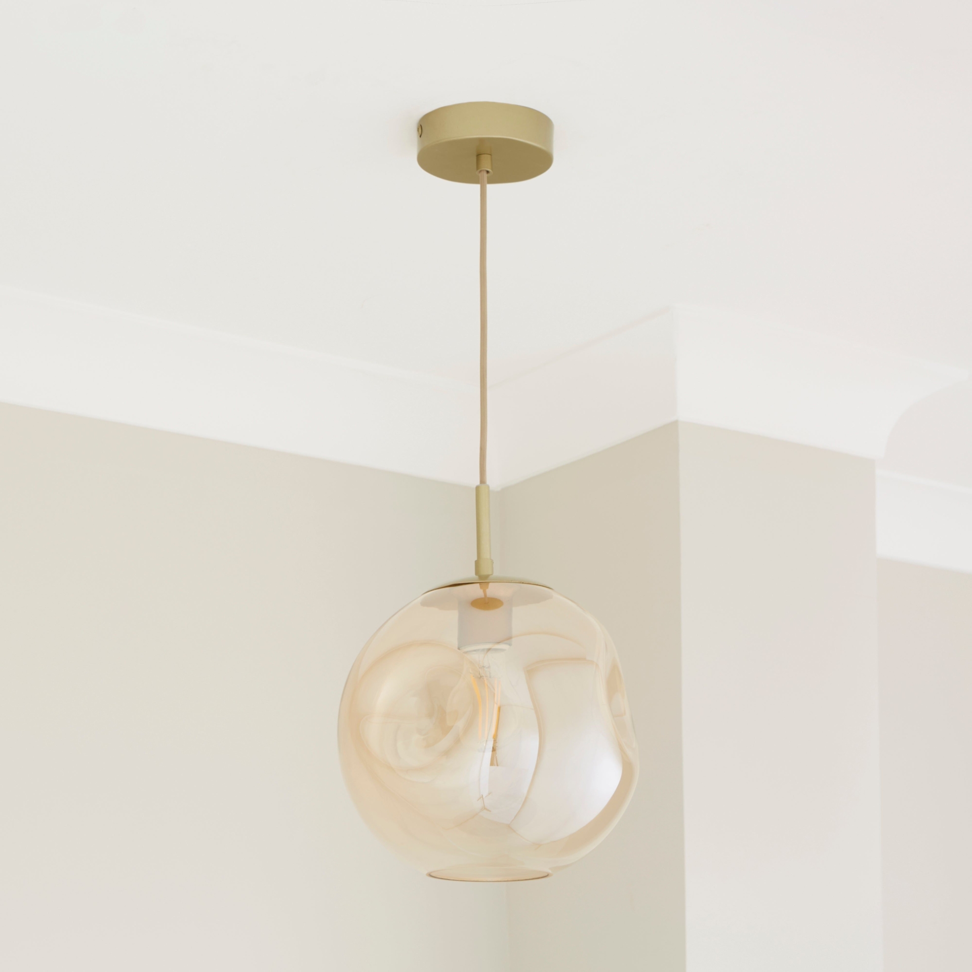 Dunelm Gold Alexis Amber Ceiling Fitting,, 25cm
