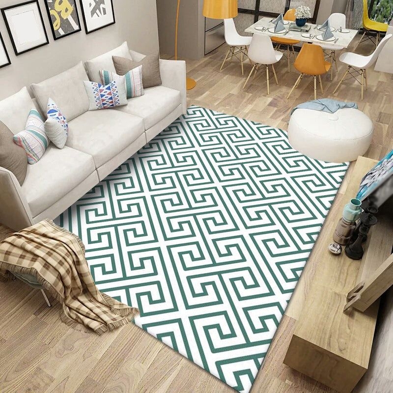 Eclectic Flowing Wave Print Rug Polyester Carpet Stain Resistant Indoor Carpet for Living Room - 2'7 x 5'3 / Green