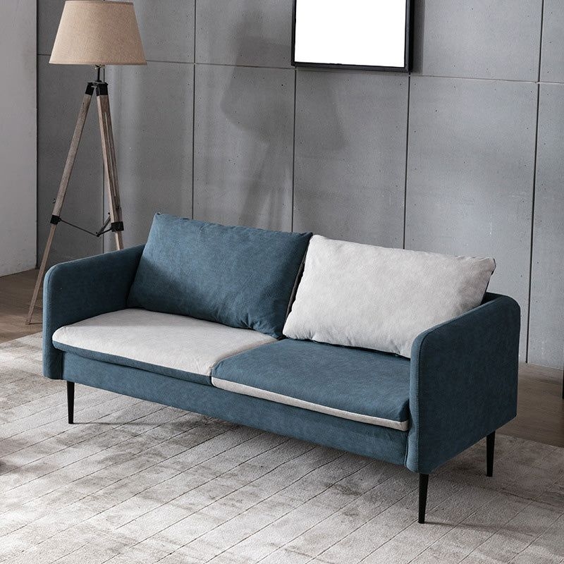 Faux Leather Cushions Sofa 61.02/66.93 Wide Square Arm Loveseat - 61L x 28W x 24H / Blue