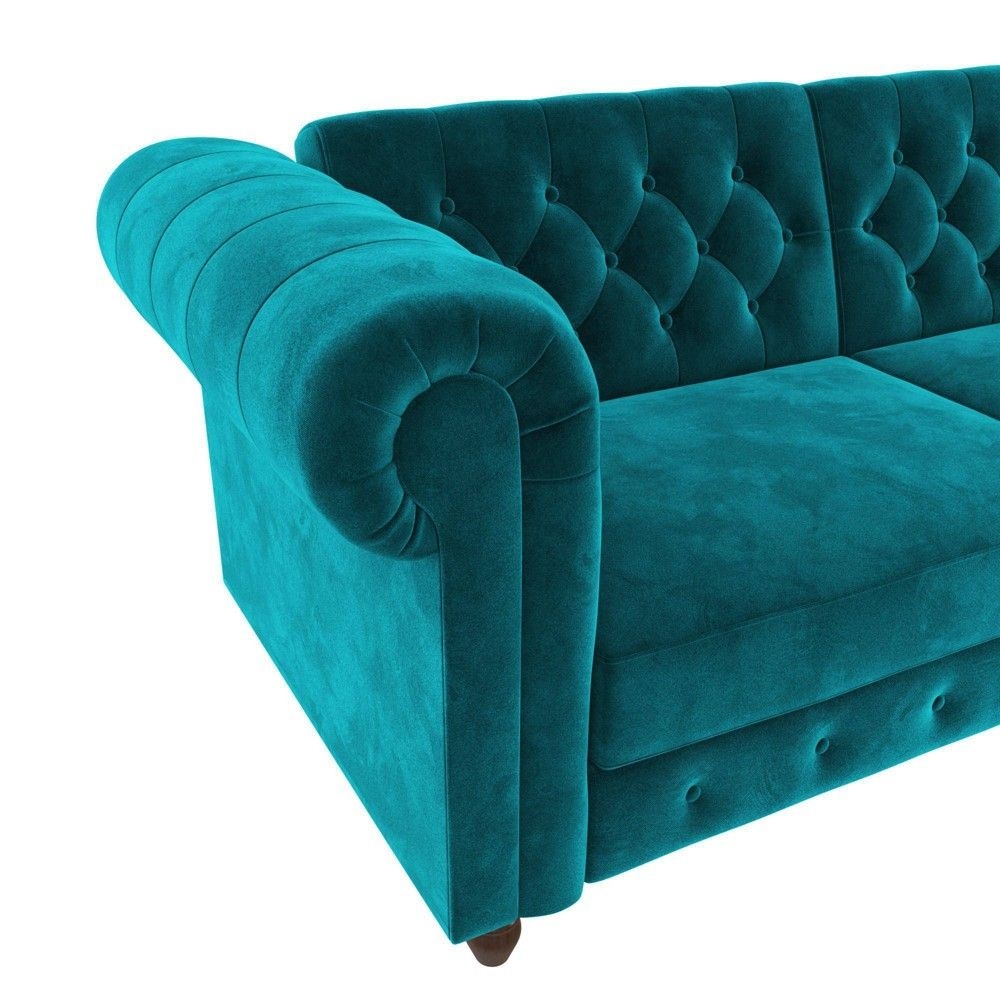 Finnley Velvet Upholstered Sofa Futon Green - Room & Joy