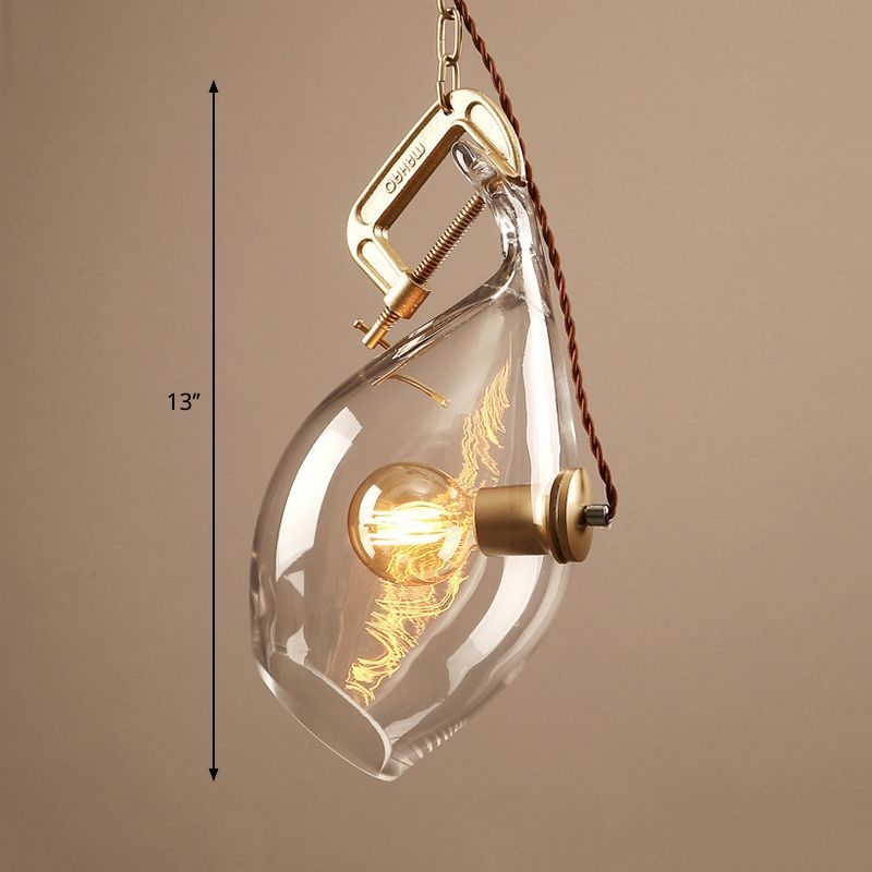 Fish Pendant Light Modern Clear Glass 1 Bulb Restaurant Suspended Lighting Fixture - Clear