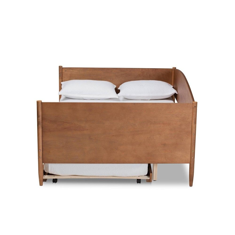 Full Veles Ash Wood Daybed with Trundle Brown - Baxton Studio