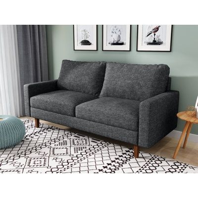 George Oliver Murillo 69.68" Square Arm Sofa Linen in Gray/Brown, Size 33.07 H x 69.68 W x 31.69 D in | Wayfair