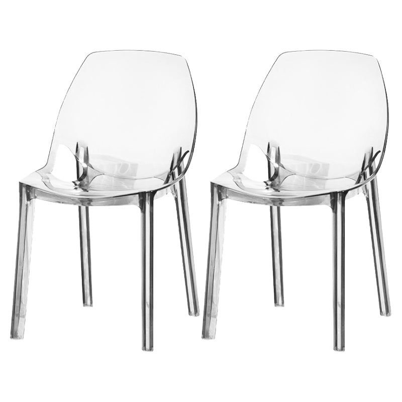 Glam Style Plastic Kitchen Dining Room Chair Set Solid Back Side Chairs - Clear / 2 Piece Set