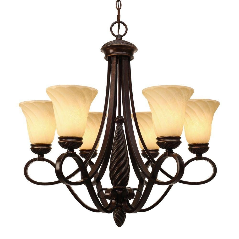 Golden Lighting Laurent Collection 6-Light Cordoban Bronze Chandelier