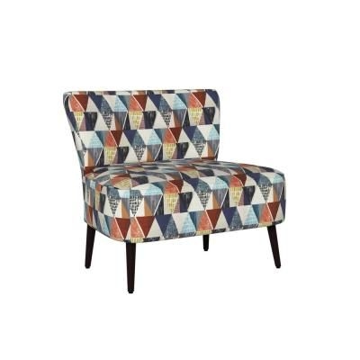 Handy Living Bolker 37.4 in. Blue Multi-Kite Printed Fabric 2-Seat Loveseat Armless Settee