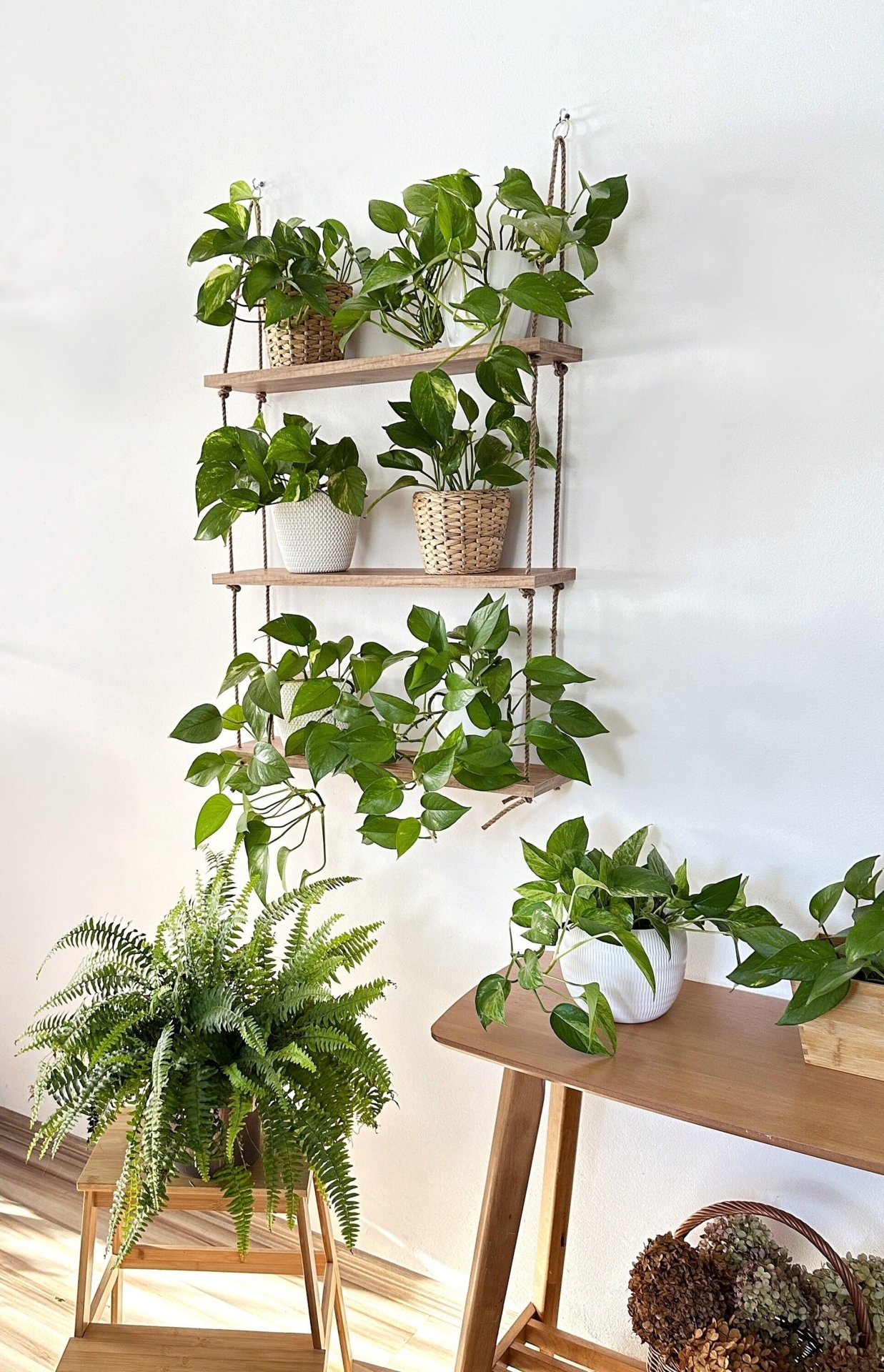 Hanging Rope Shelf, Three Tier Shelf, Jute Rope Plant Shelf for Wall, Window Rope Shelf, Statement Shelves, Window Plant Shelf Wall Hanging