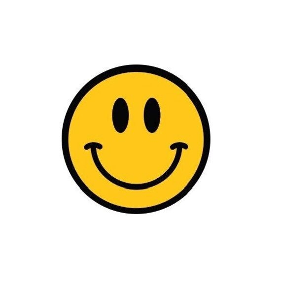 Happy Face Emoji Hippy Retro sign bumper sticker decal