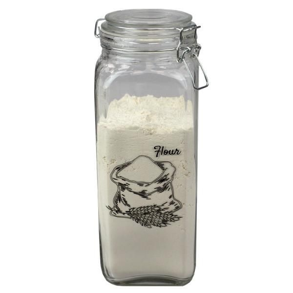 Home Basics Ludlow 67 Oz. Glass Canister With Metal Clasp, Clear Clear Medium