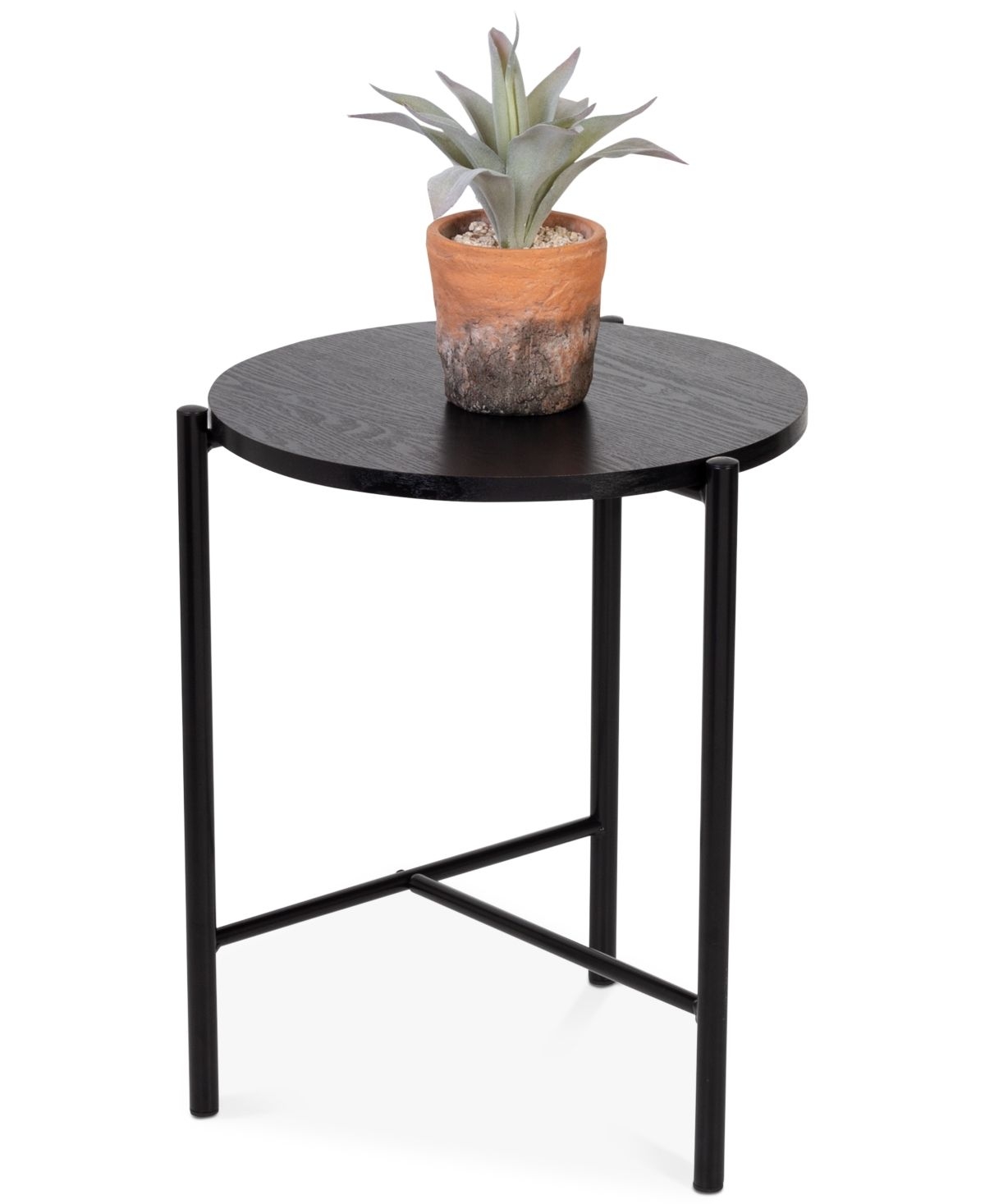 Honey Can Do Round Side Table with T-Pattern Base - Black