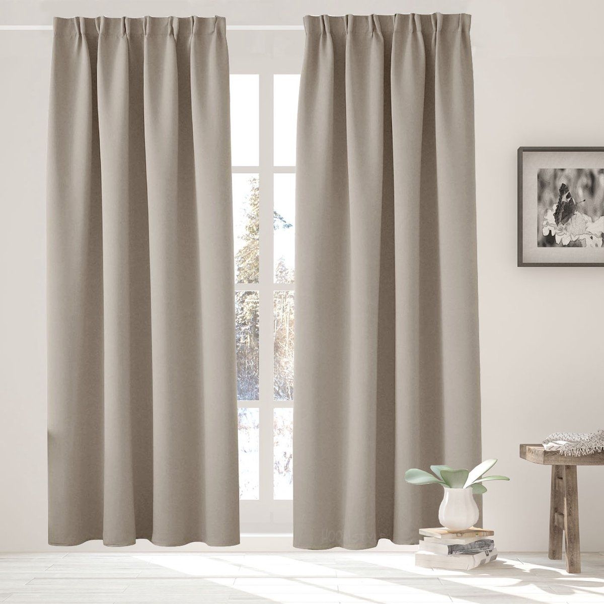HOOMstyle Gordijnen - Set van 2 - Verduisterend - Plooiband - 140x270cm (2x) - Zand / Tarwe