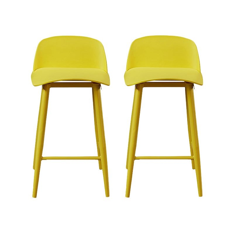 Industrial Style Bar-stool PP Seat Stool with Iron Legs for Kitchen Bar - Yellow / 2 Piece Set / Counter Stool (24H)