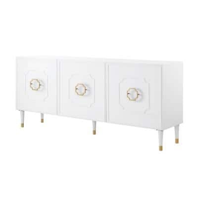 Inspired Home Keao White Sideboard 3-Doors