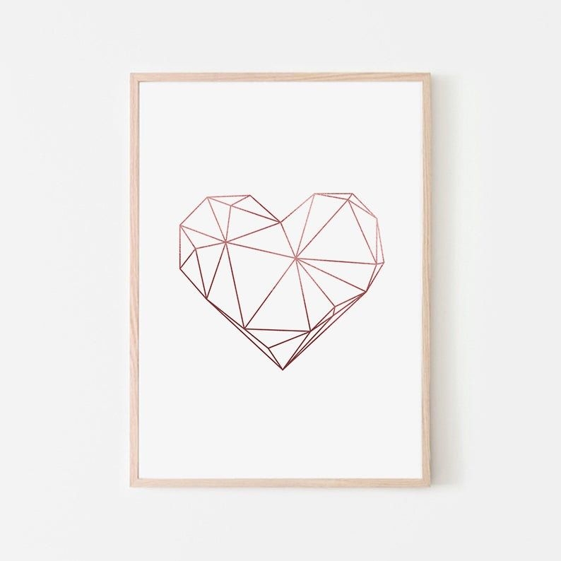 Instant Download Rose Gold Printable Geometric Wall Art Prints, Abstract Digital Download Poster