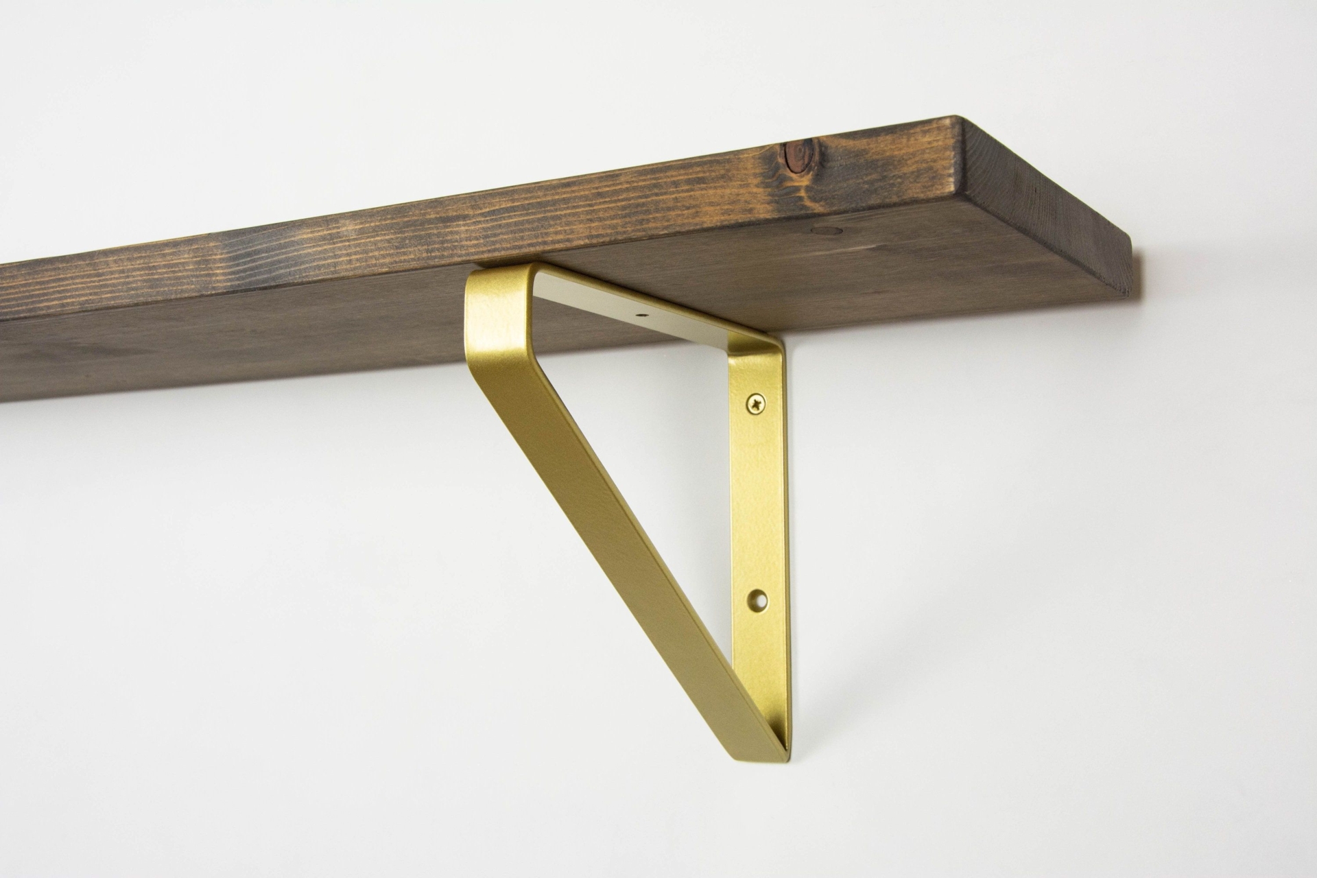 Inverted Powder Coated Gold/Brass Shelf Bracket - Triangle Bracket