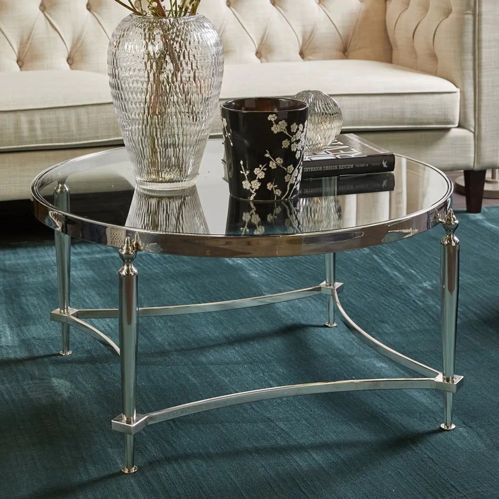 Jak Nickel Coffee Table - Glass Top